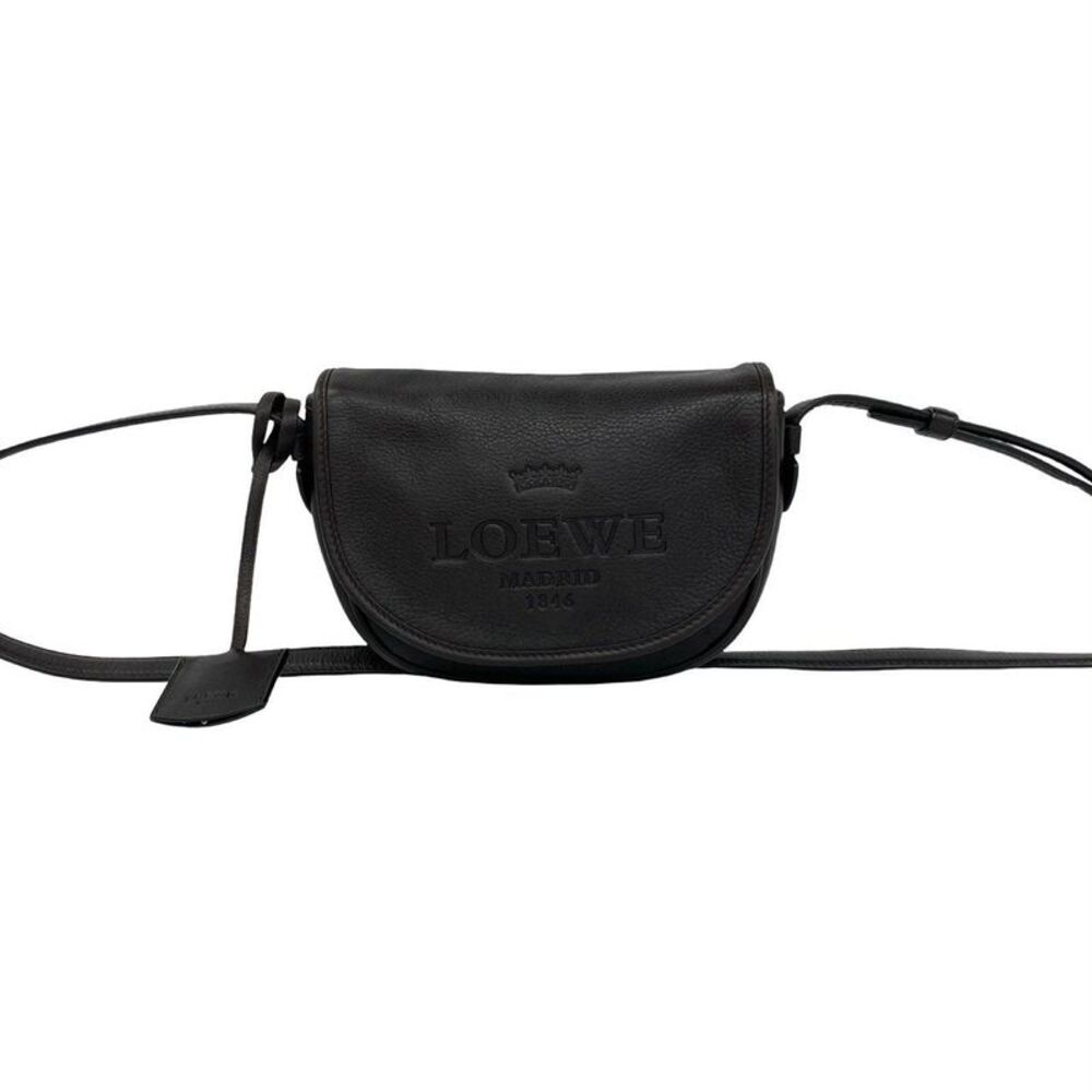 Loewe Logo Embossed Leather Shoulder Bag